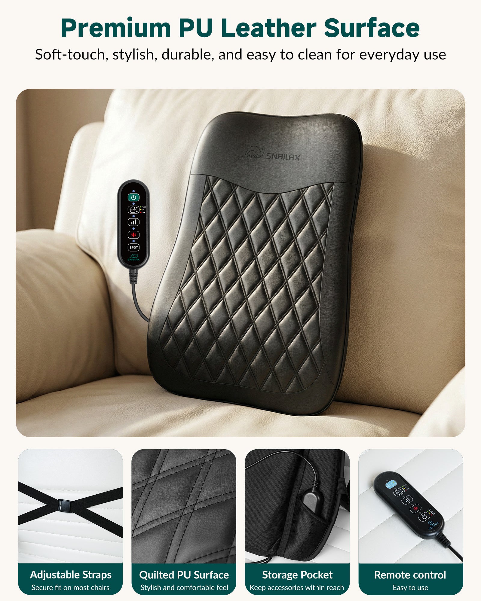 Ultra-Slim 4D Shiatsu Back Massager with Heat | 10-Node Deep Tissue Chair Pad