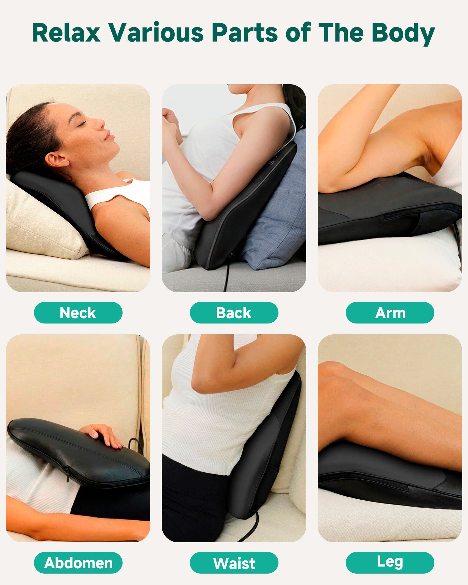 Neck & Back Massager with Heat, 4D Deep Kneading Shiatsu 8 Massage Nodes