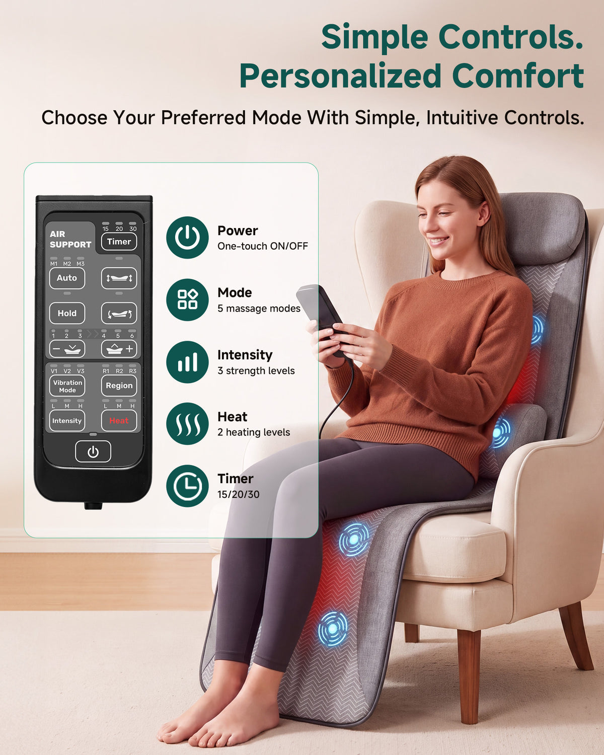 SNAILAX Full Body Massage Mat with Lumbar Air Support, Vibration & Graphene Heat