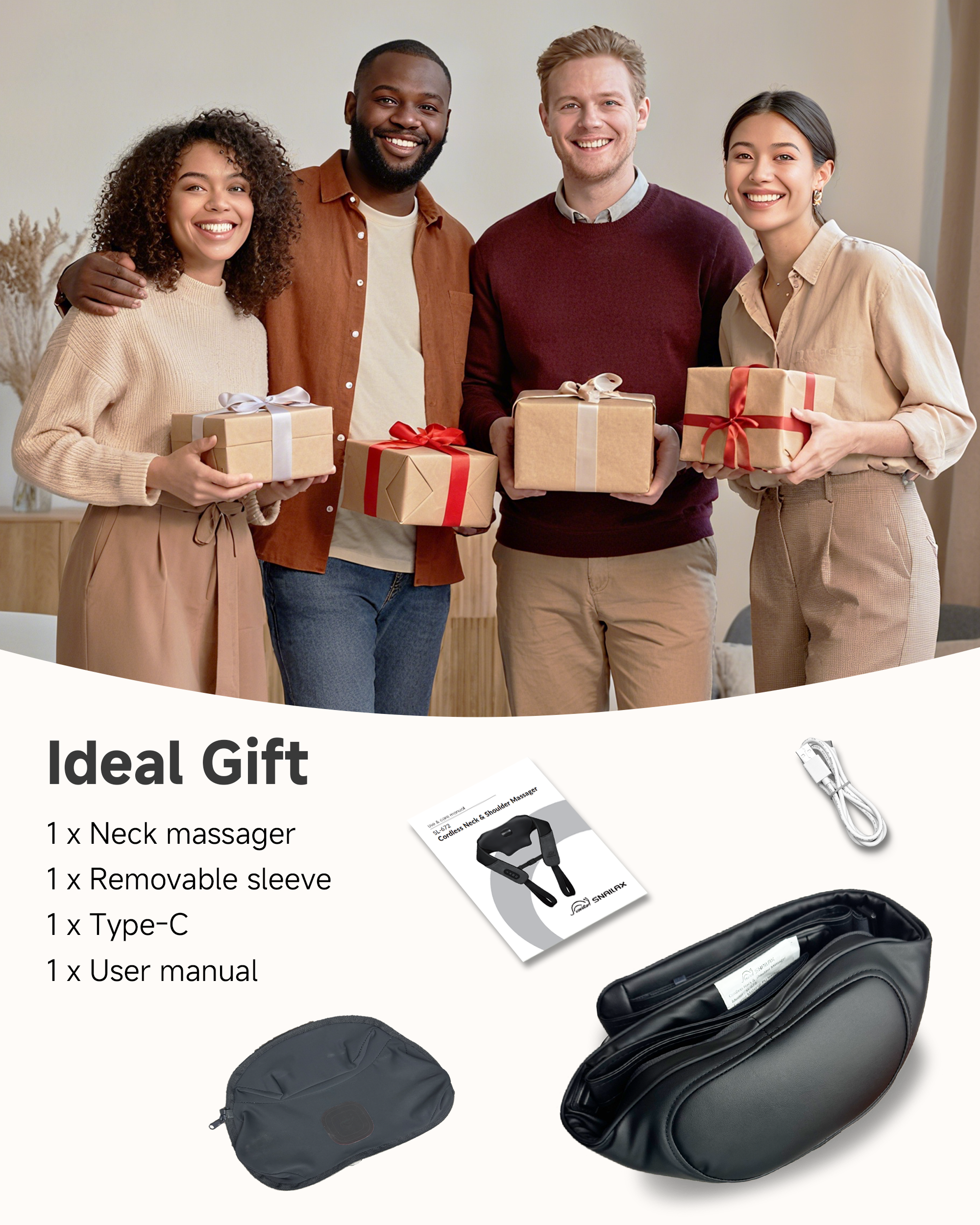 2026 Upgrade Cordless Shiatsu Neck Massager, Graphene & Heating Rechargable