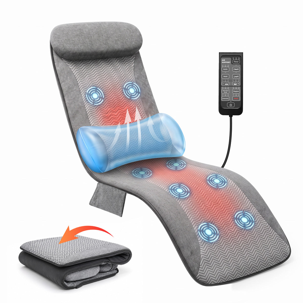 SNAILAX Full Body Massage Mat with Lumbar Air Support, Vibration & Graphene Heat