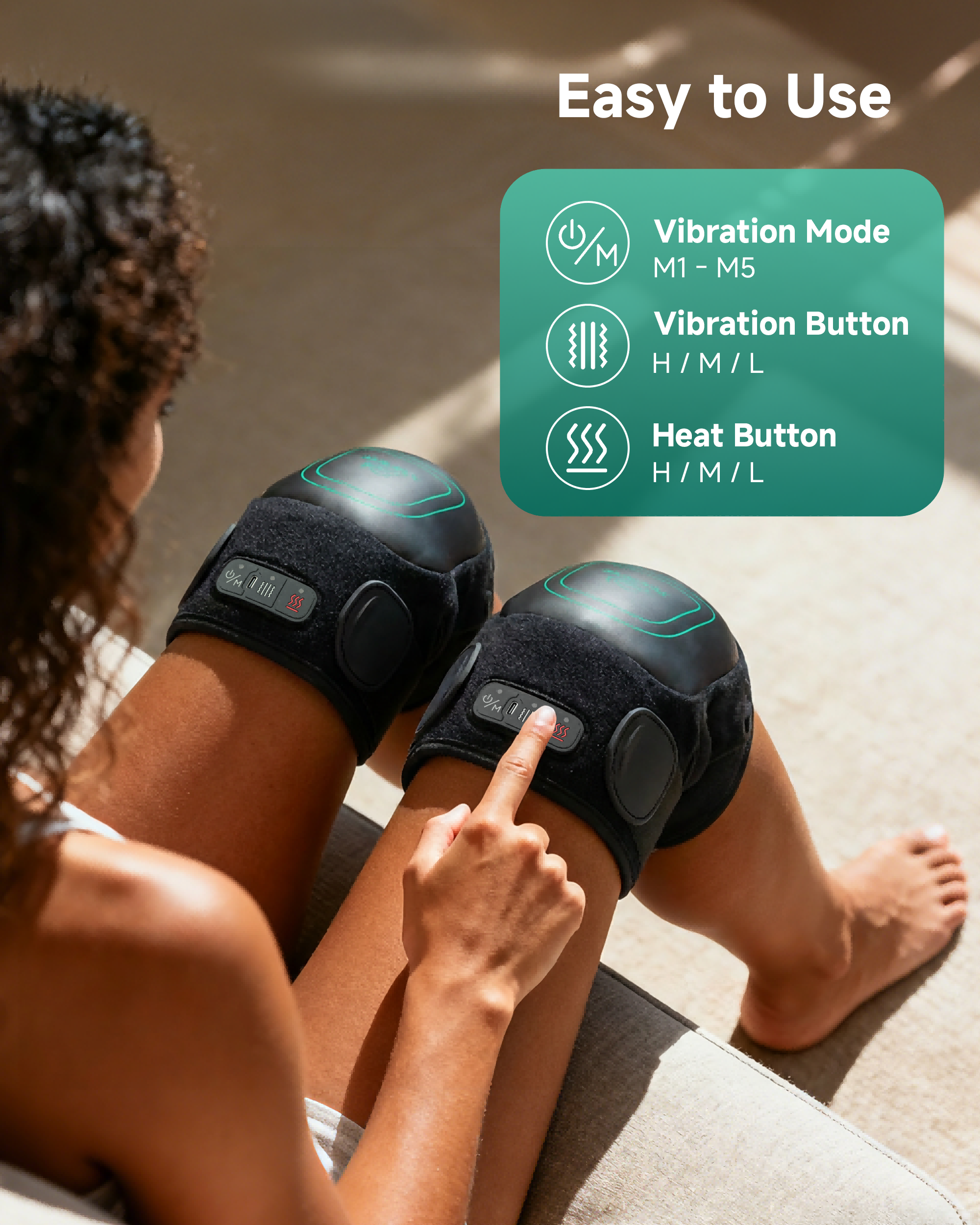 Snailax Cordless Knee Massager with Heat, 360°All-around Vibration