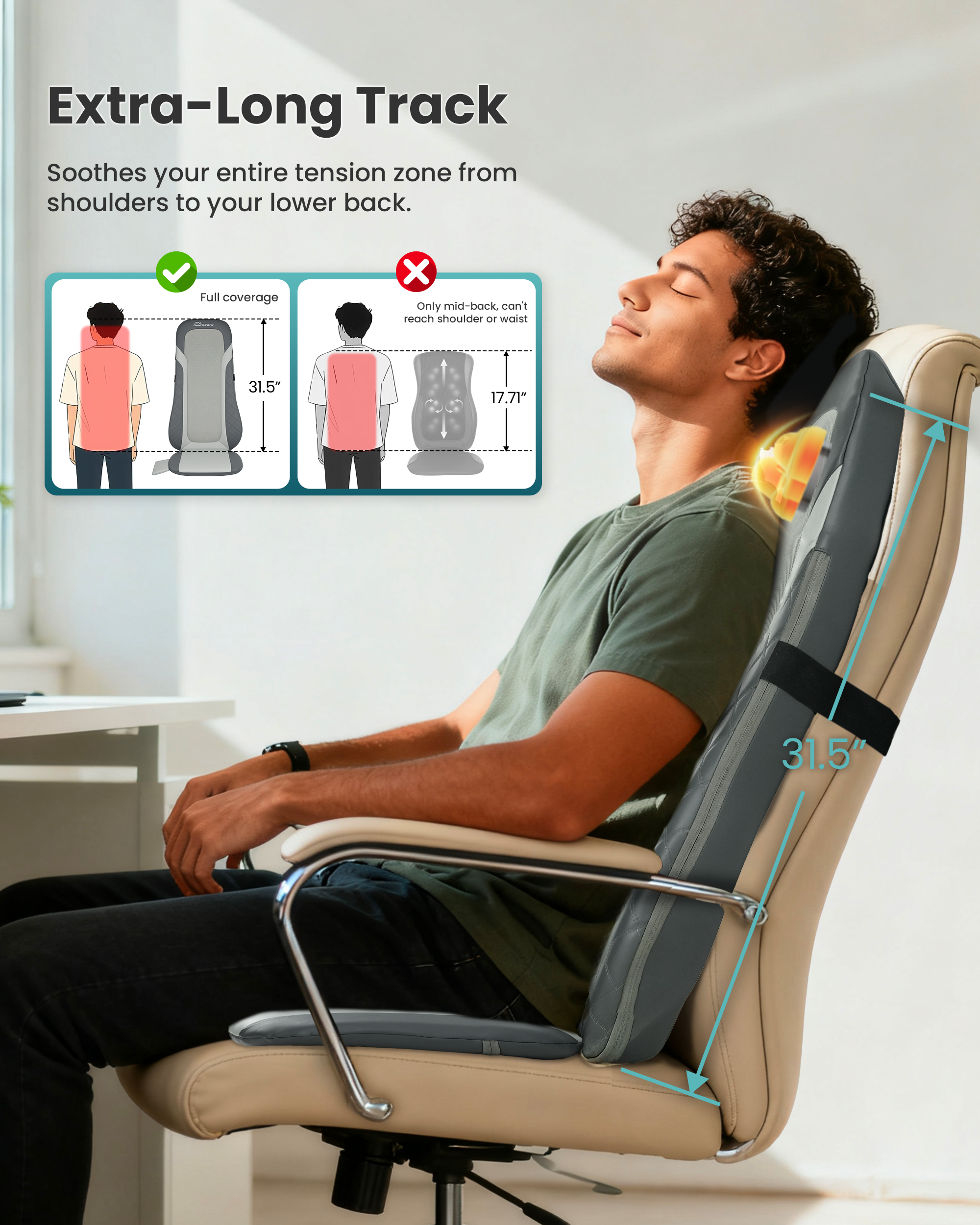Shiatsu Back Massager, Longer Massage Chair Pad