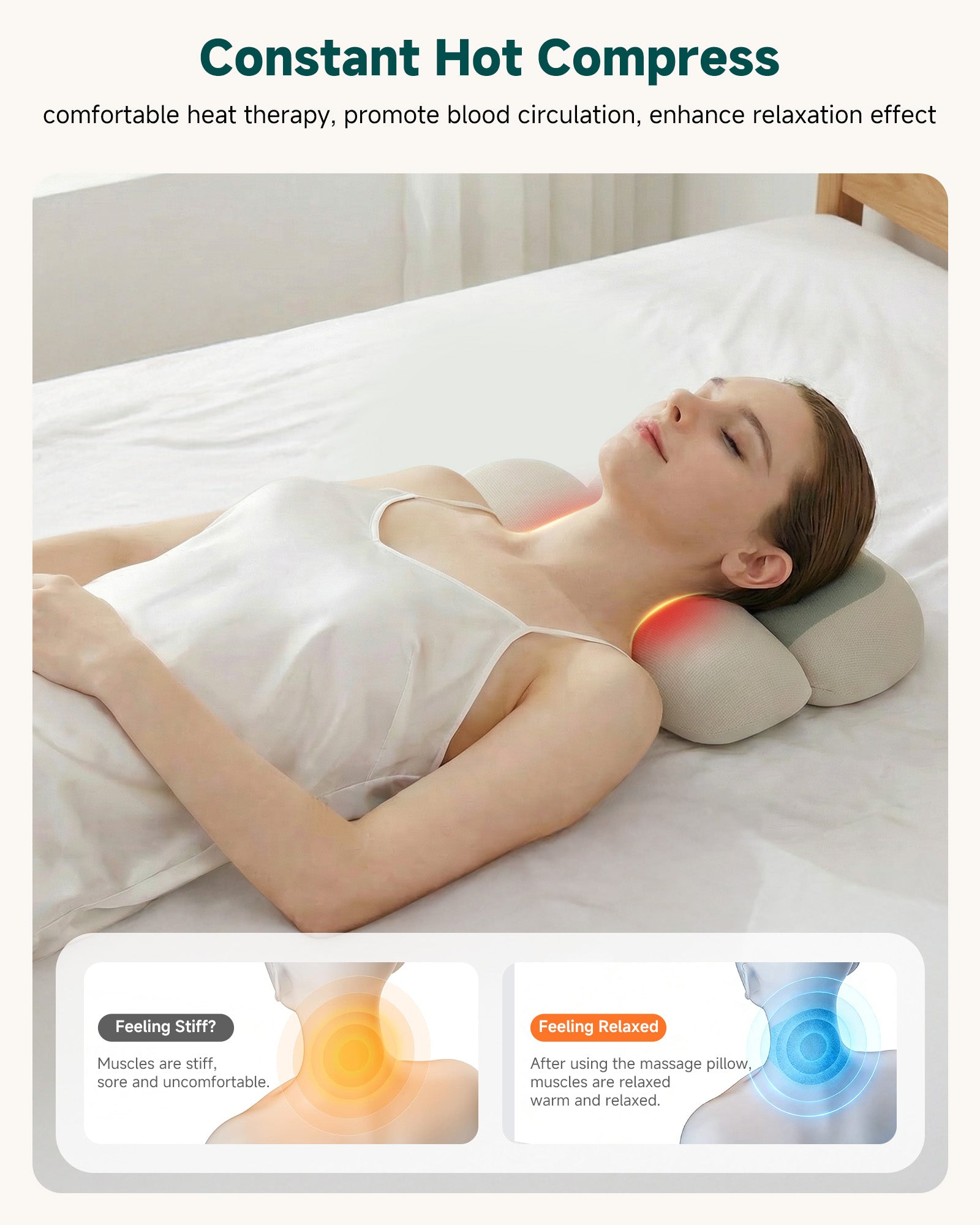 2026 Cordless Neck Massager with Heat, Remote Control Cervical Traction Massage Pillow