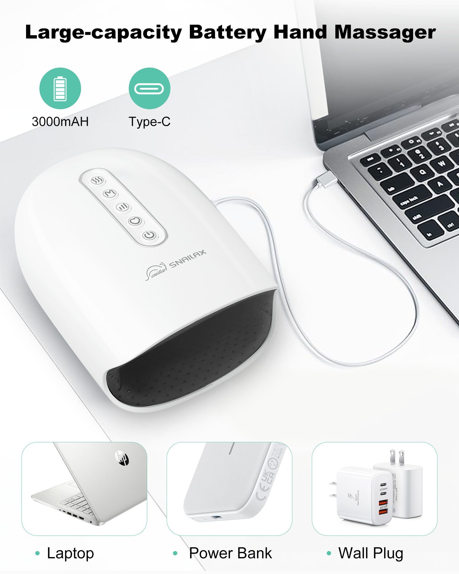 Cordless Hand Massager, 6 Levels Finger & Palm Pressure