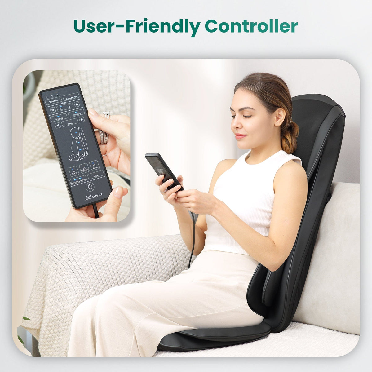 Heated Shiatsu Back Massager for Chair & Pain Relief - Snailax