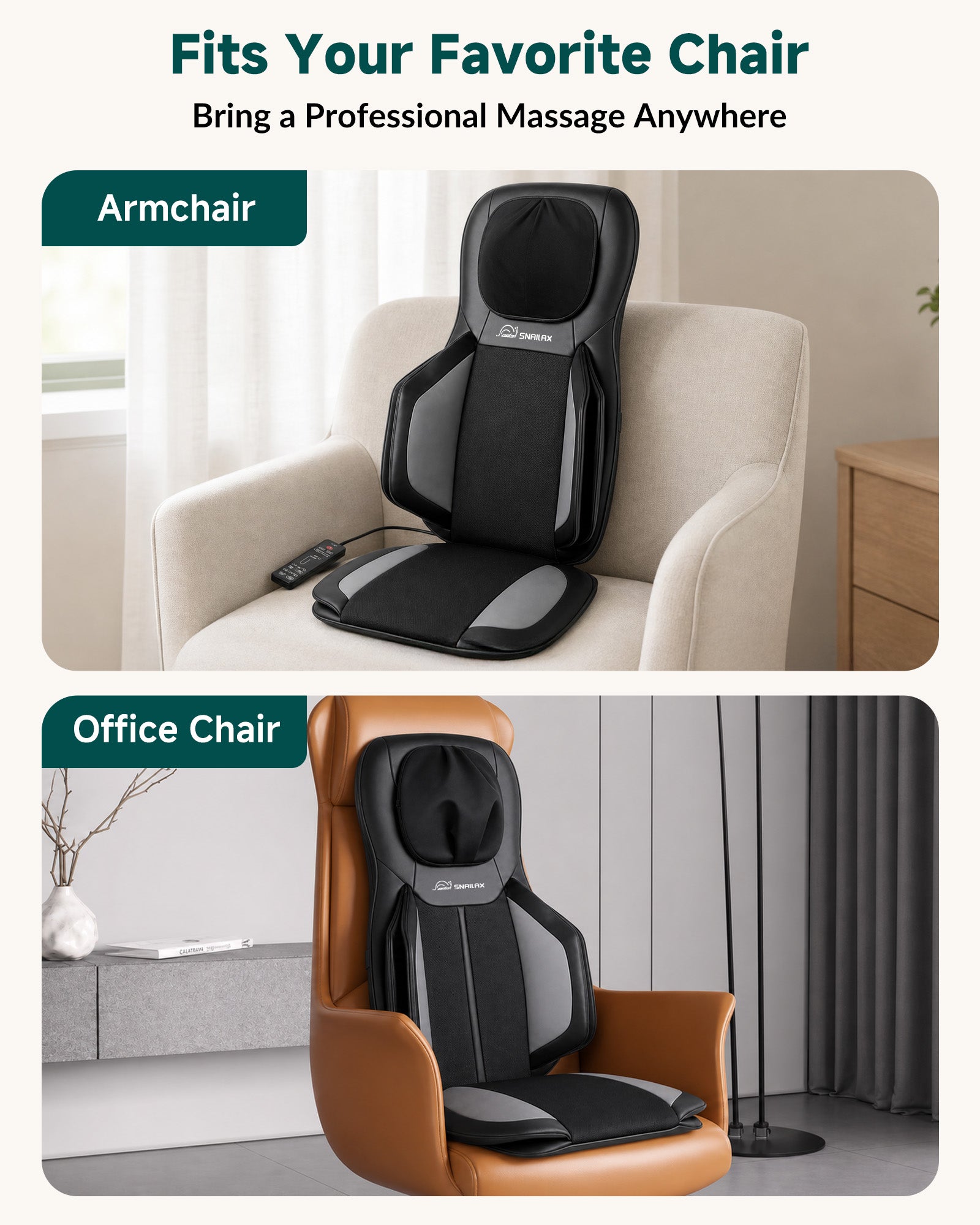 Snailax 2026 Upgraded Neck and Back Massager, Massage Chair Pad with Heat
