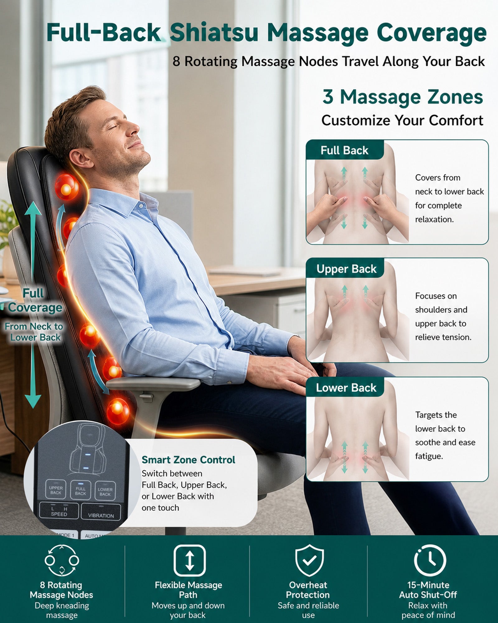 Snailax 2026 Upgraded Neck and Back Massager, Massage Chair Pad with Heat