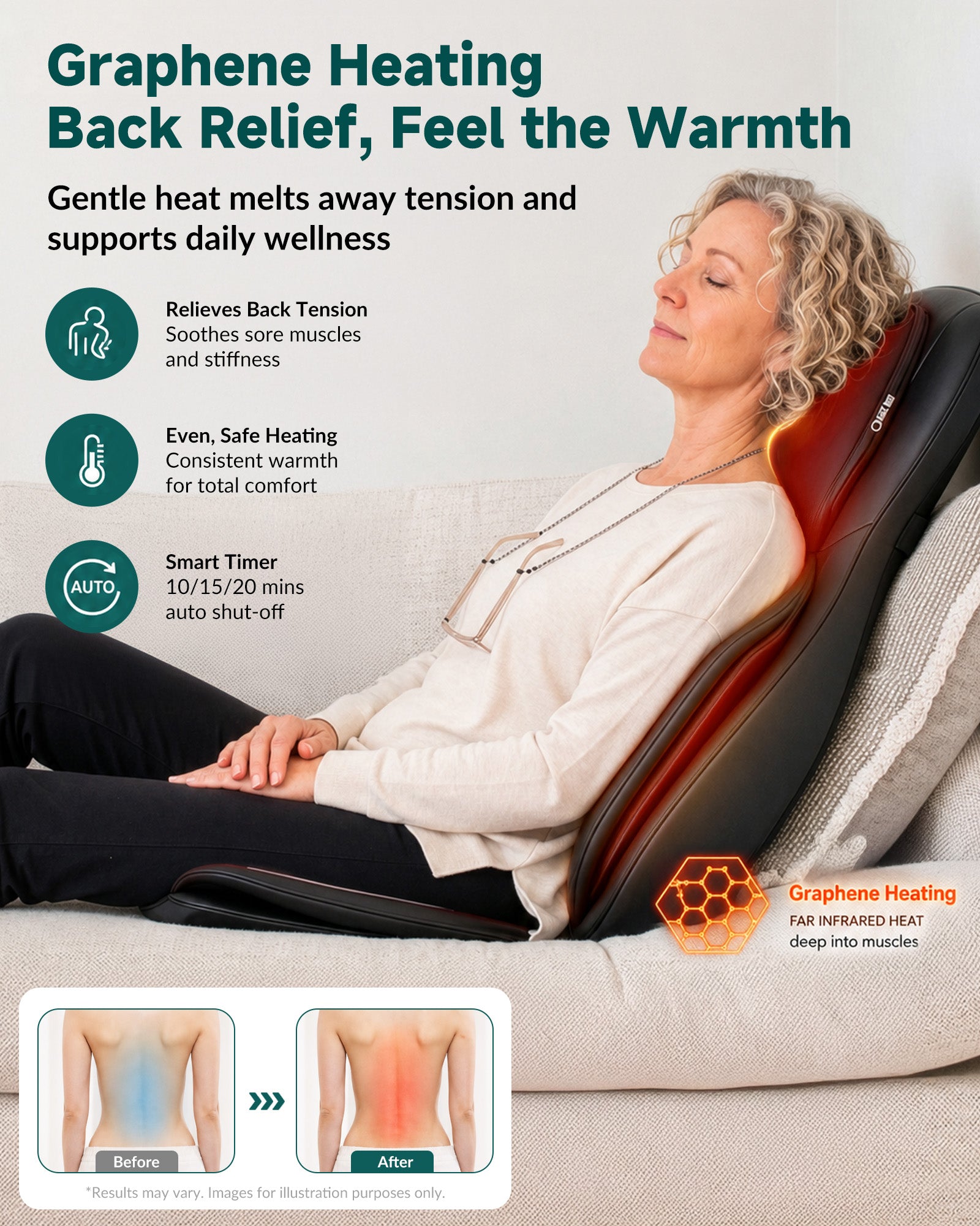 Snailax 2026 Upgraded Neck and Back Massager, Massage Chair Pad with Heat