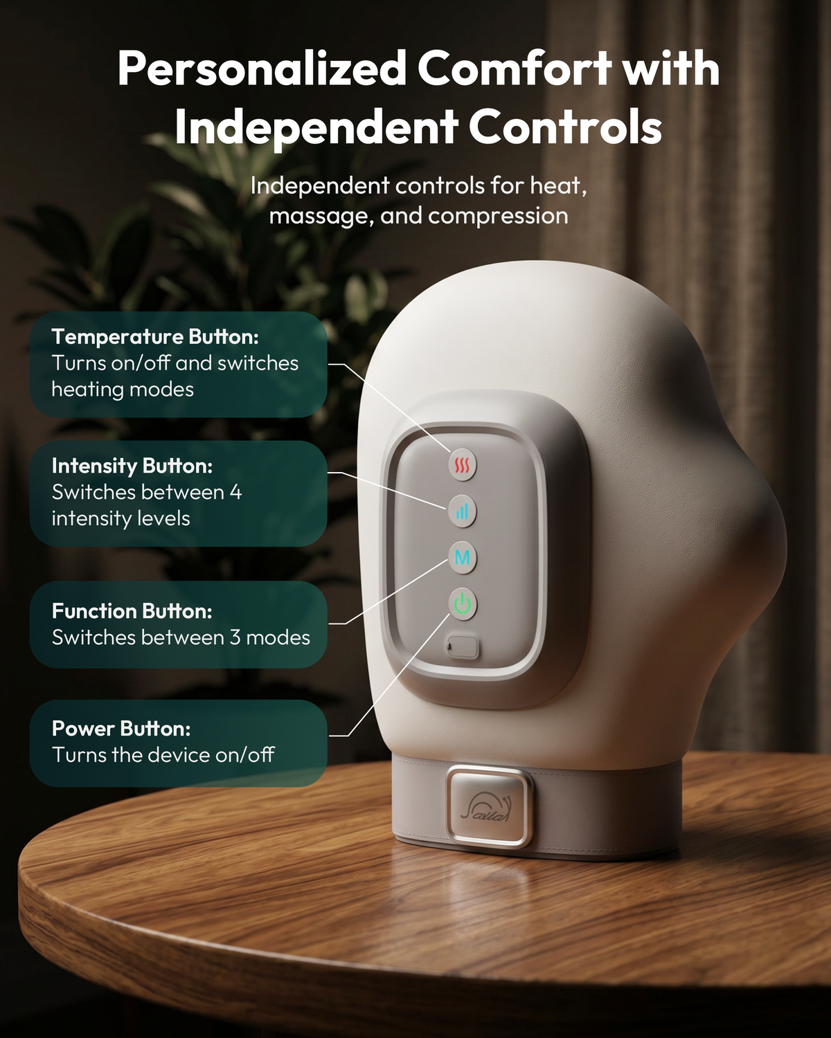 Cordless Hand Massager with Heat, 360° Compression & 3 Massage Modes