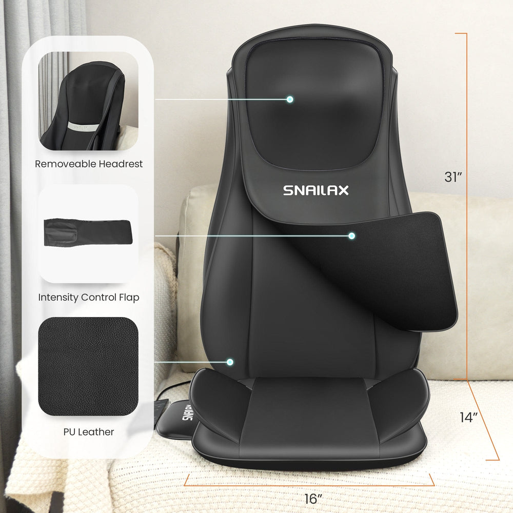 Heated Shiatsu Back Massager for Chair & Pain Relief - Snailax