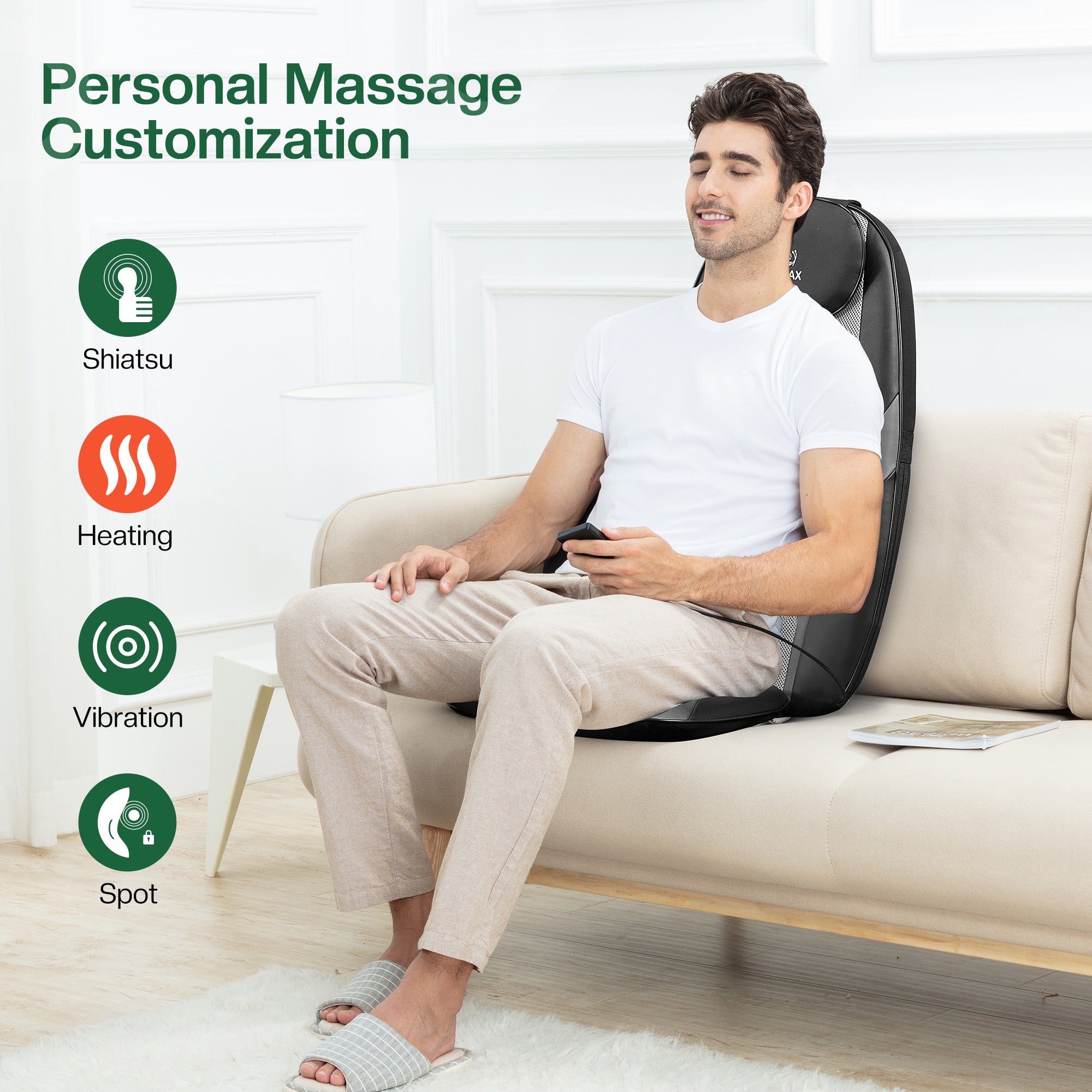 SNAILAX Back Massager Shiatsu Kneading Massaging Cushion with Heat & Vibration Control