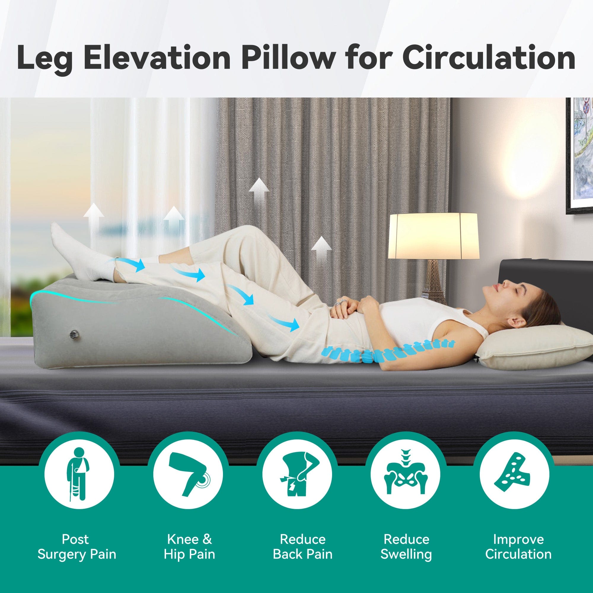 Snailax Foot massager Snailax Inflatable Leg Elevation Pillow for Swelling, Circulation, Wedge Pillow for Sleeping & Back Pain - 226