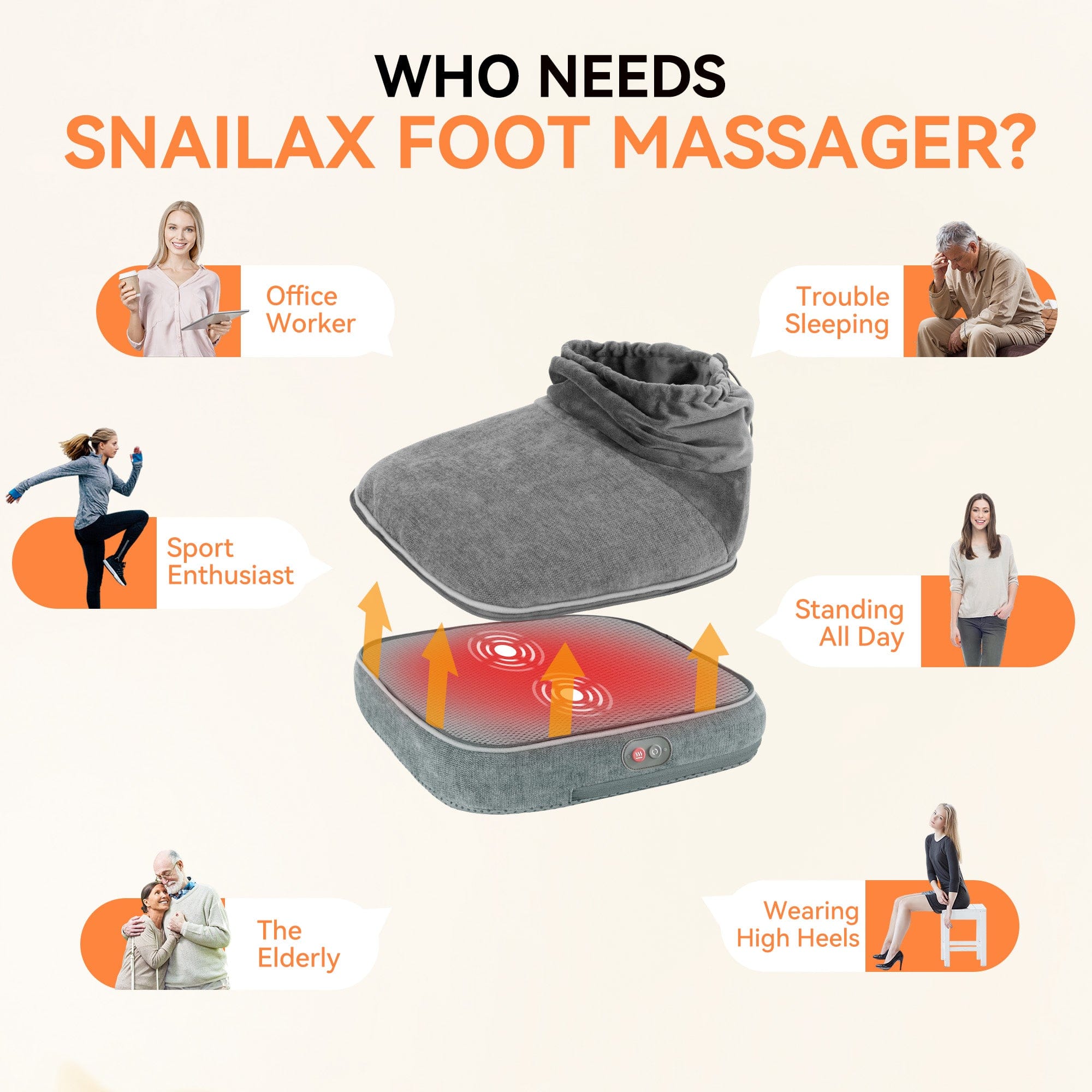 Snailax Foot massager Snailax Vibration Foot Massager with Heat, Foot Warmer, with 3 Vibration Modes & 2 Heating Levels, Remote Control, Size 13 - 541