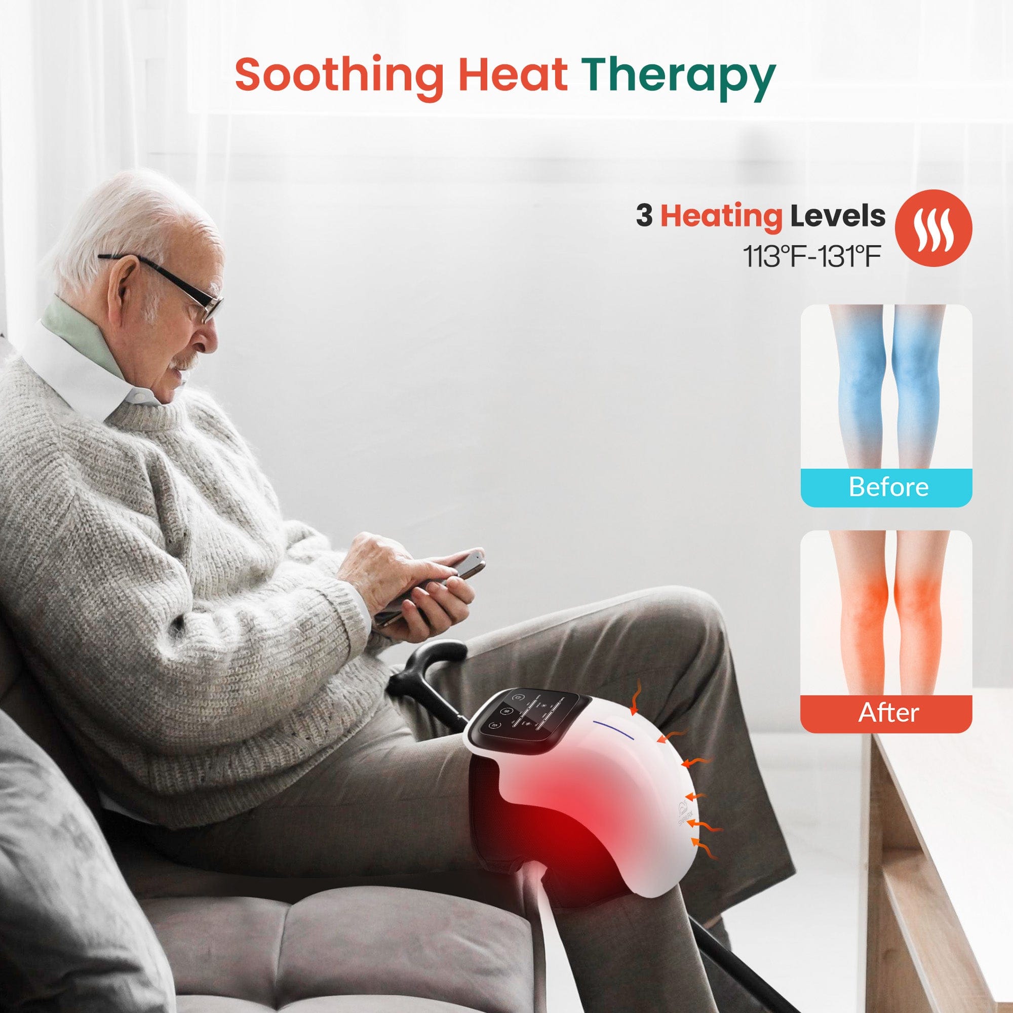 Snailax Knee Massager Snailax Cordless Vibration Knee Massager with 3 Heating Levels & 3 Modes - 530