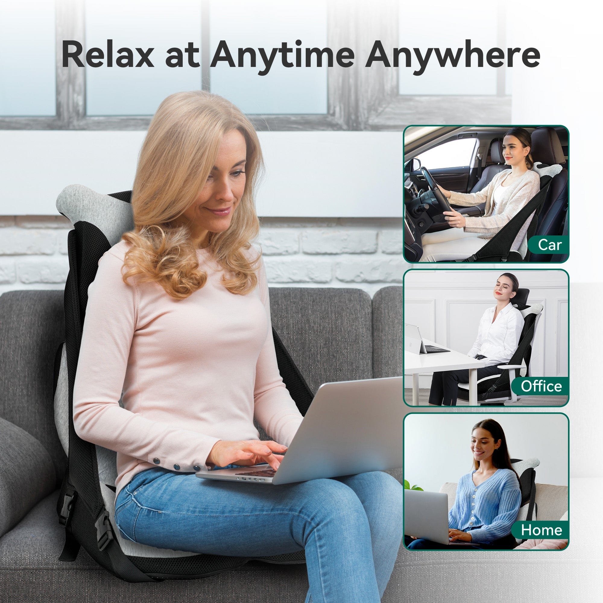 Snailax Lumbar Support & Massager Snailax Memory Foam Office Chair Cushion with Lumbar Support Pillow to Improve Posture, Sciatica, Hip & Back Coccyx Tailbone Pain Relief - 230