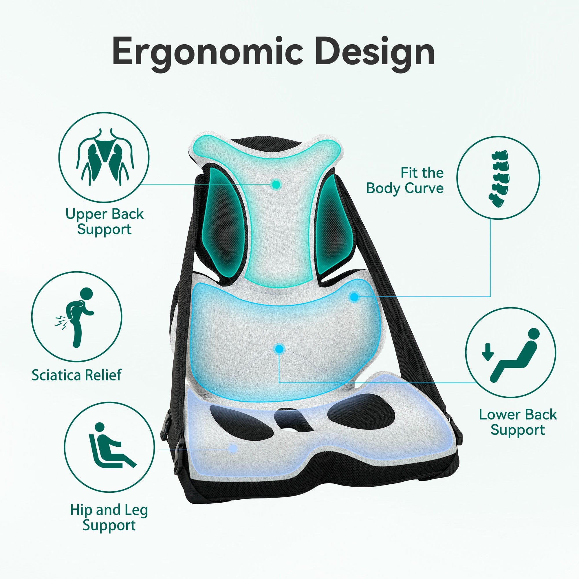 Snailax Lumbar Support & Massager Snailax Memory Foam Office Chair Cushion with Lumbar Support Pillow to Improve Posture, Sciatica, Hip & Back Coccyx Tailbone Pain Relief - 230