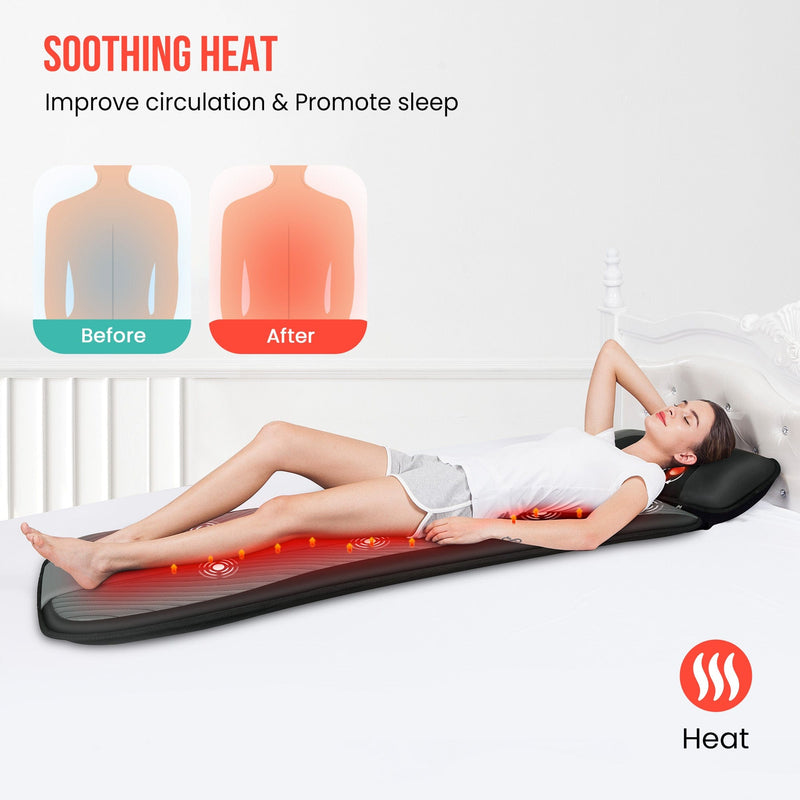 Snailax Massage Mat Snailax Full Body Heating Massage Mat & Movable Shiatsu Neck Massager Pillow - 336