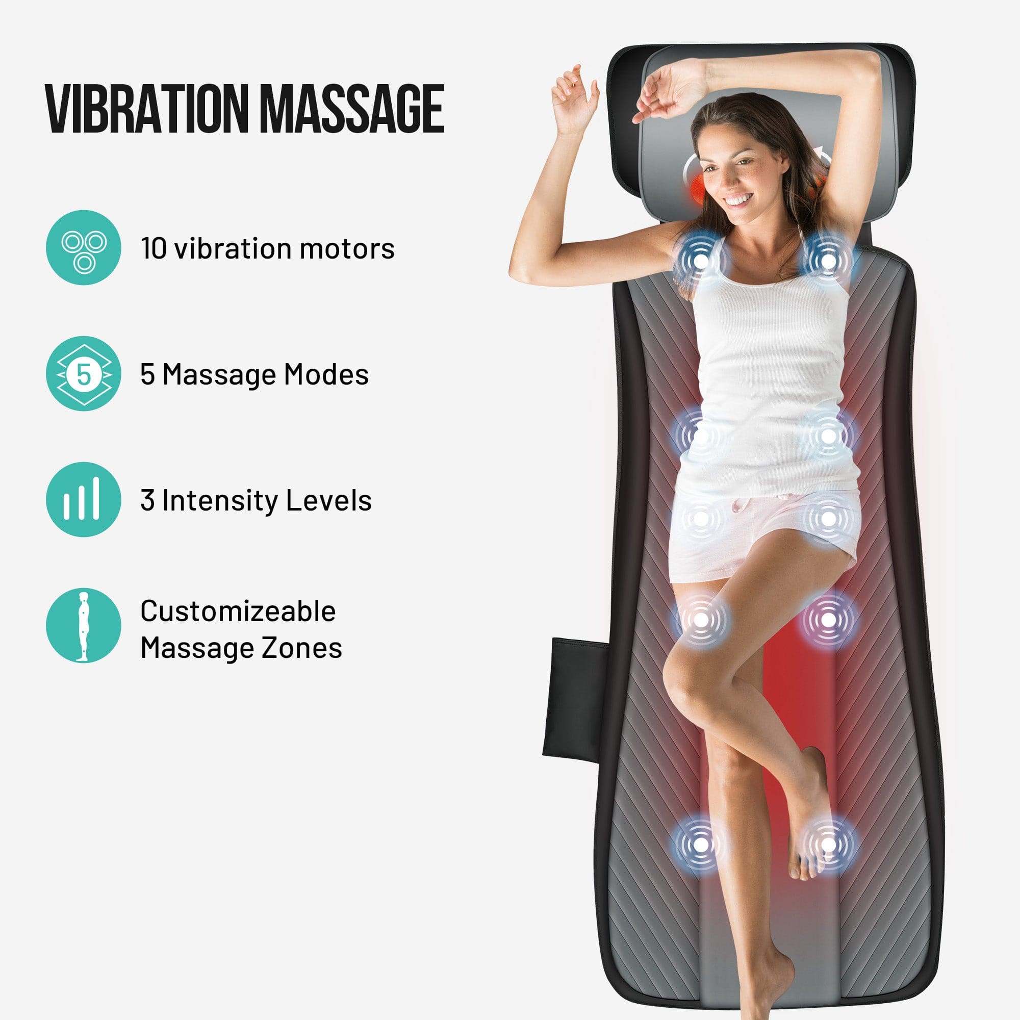 Snailax Massage Mat Snailax Full Body Heating Massage Mat & Movable Shiatsu Neck Massager Pillow - 336