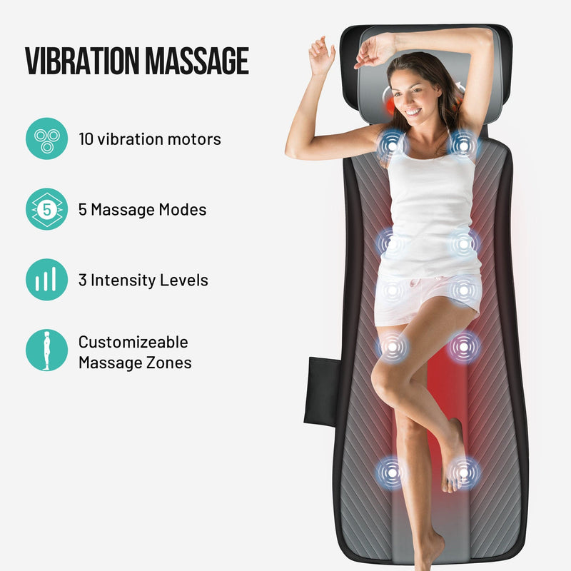 Snailax Massage Mat Snailax Full Body Heating Massage Mat & Movable Shiatsu Neck Massager Pillow - 336