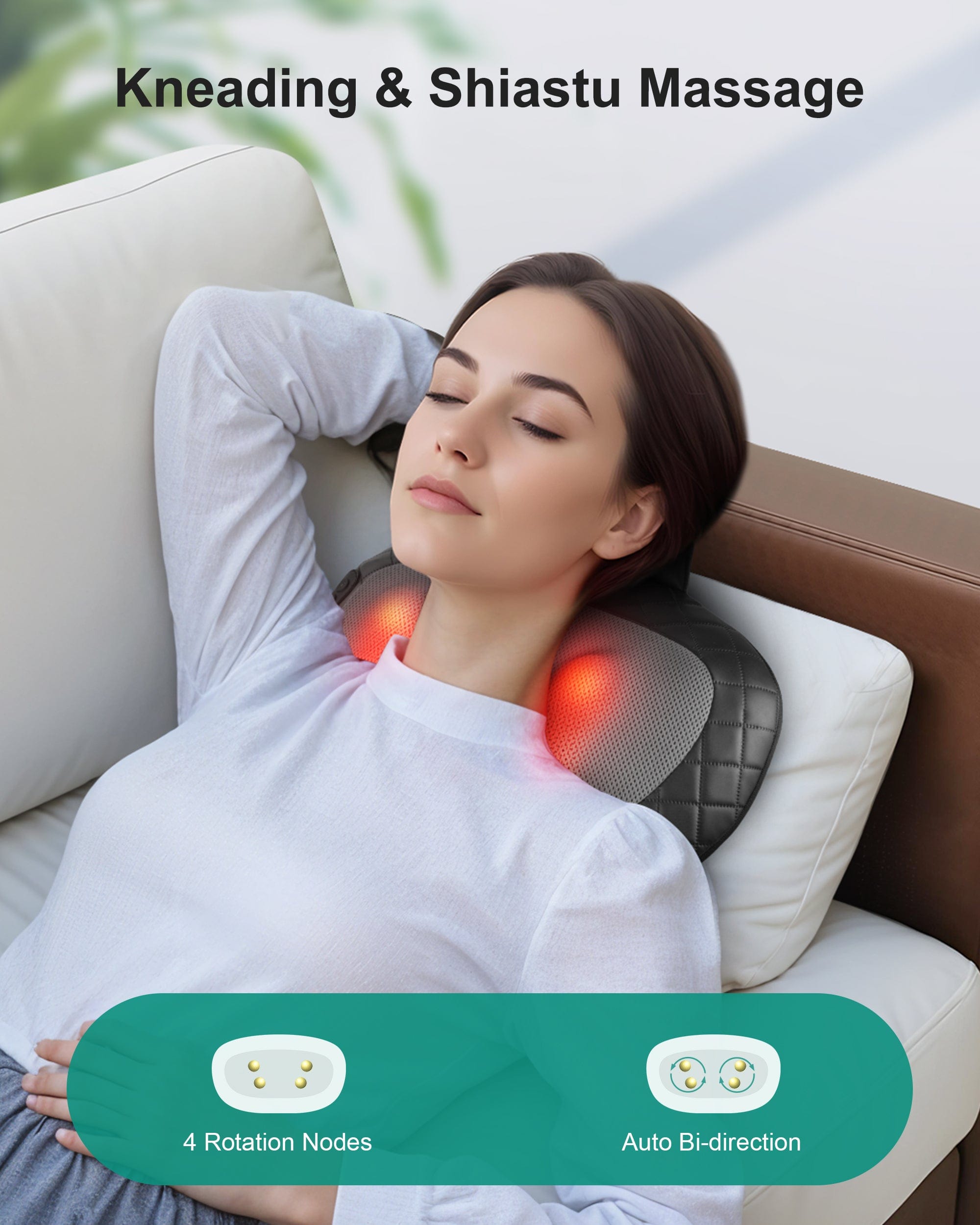 Shiatsu Massage Pillow for Neck, Shoulders & Back with Heating