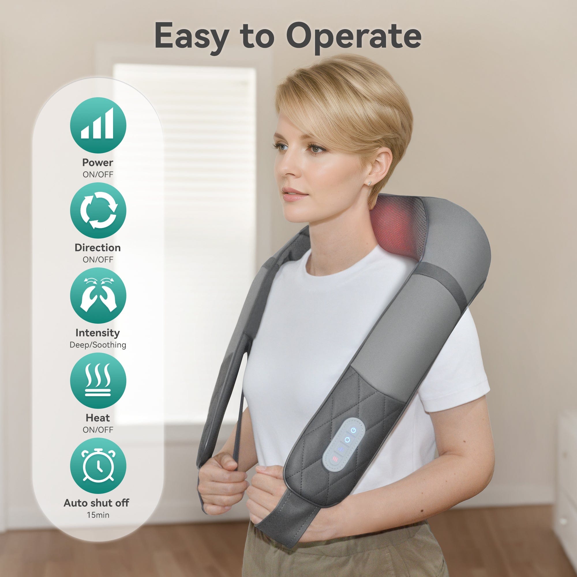 Snailax Neck Massager Snailax Shiatsu Neck and Shoulder Massager with Soothing Heat, Pillow Massage Pillow with Deep Kneading - 632U