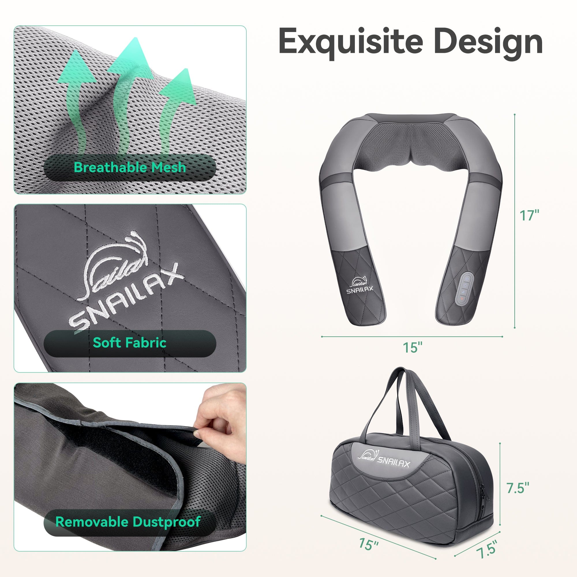Snailax Neck Massager Snailax Shiatsu Neck and Shoulder Massager with Soothing Heat, Pillow Massage Pillow with Deep Kneading - 632U