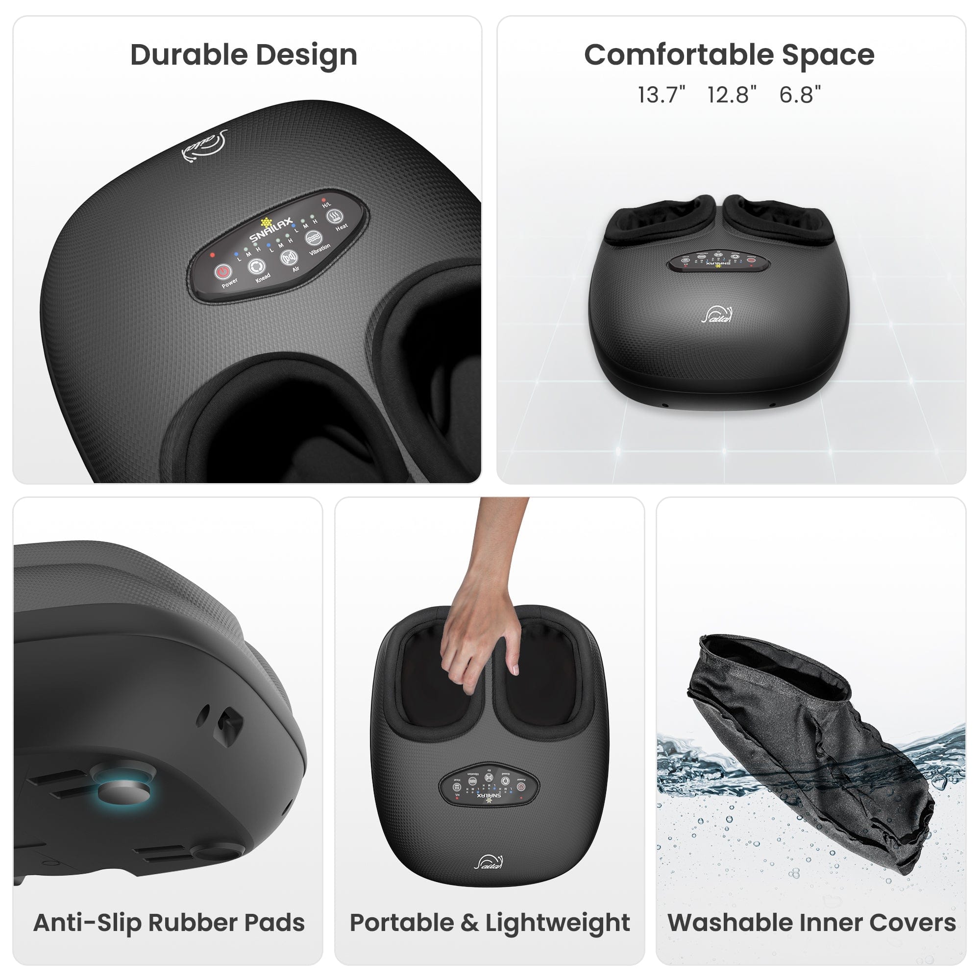 Snailax Snailax Electric Shiatsu Foot Massager with Heat Kneading Vibration Compression and Remote Control, Size 13 - 52A2RC