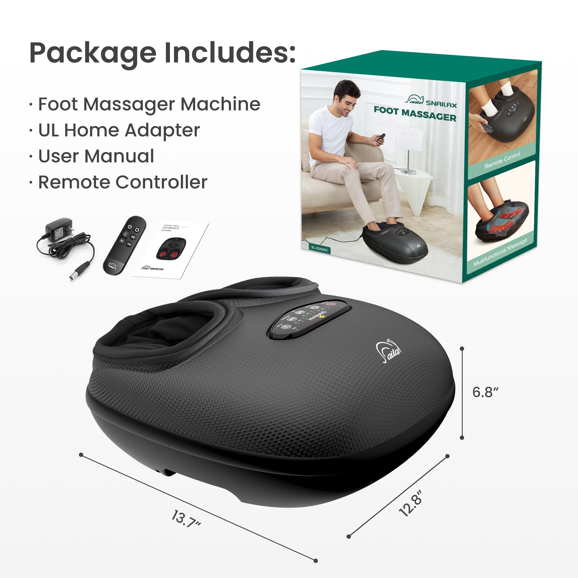 Snailax Shiatsu Deep Kneading Foot Massager with Heat - 52A2 Snailax Shiatsu Deep Kneading Foot Massager with Heat - 52A2