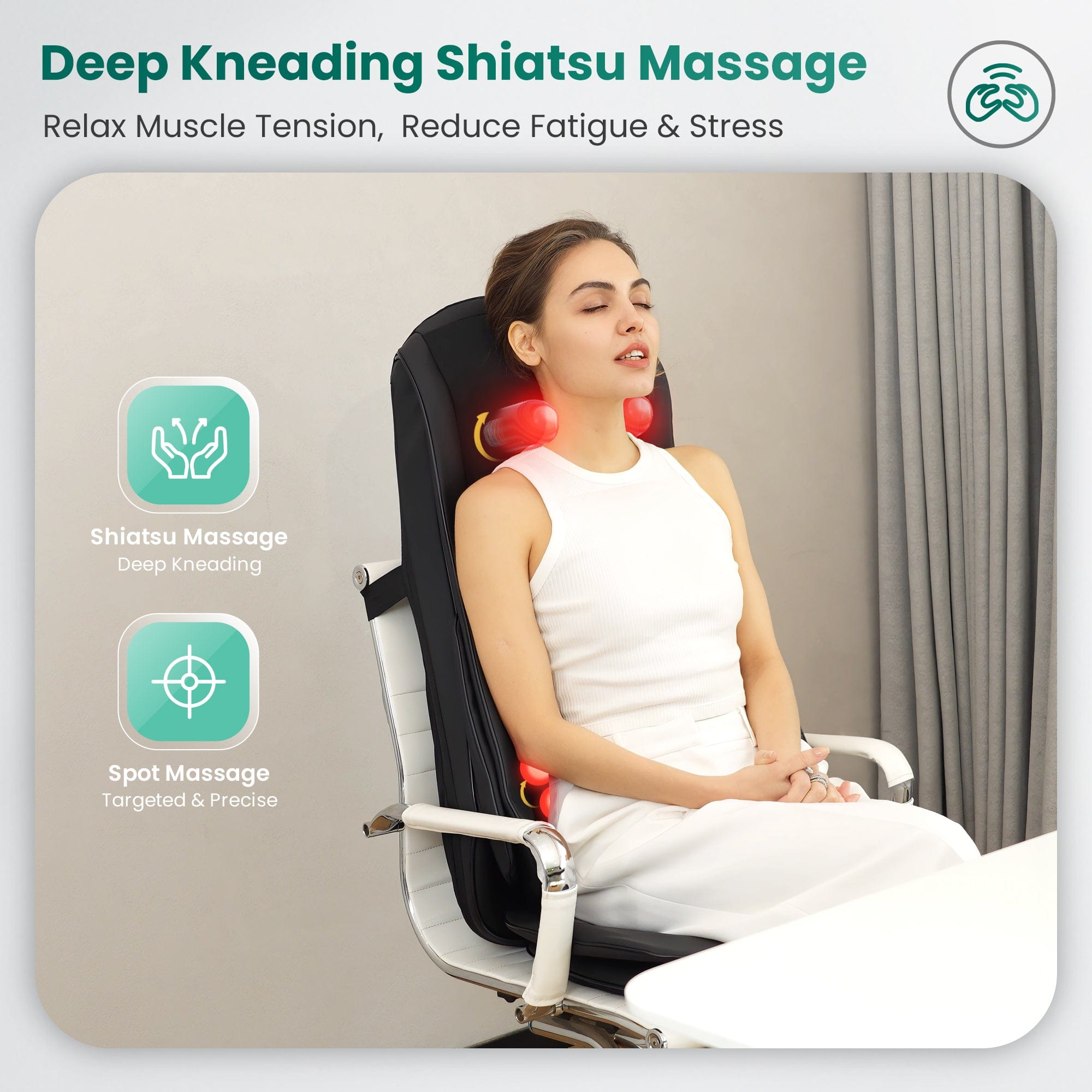 Snailax Snailax Full Body Shiatsu Neck Back Chair Pad with Compression & Heat - 229