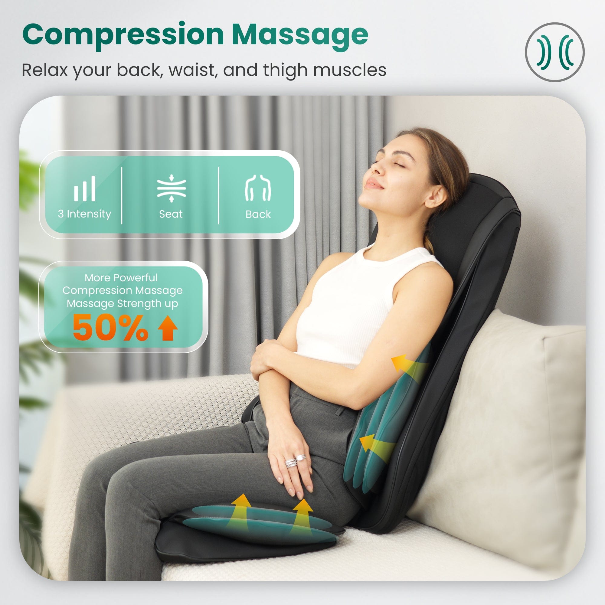 Snailax Snailax Full Body Shiatsu Neck Back Chair Pad with Compression & Heat - 229