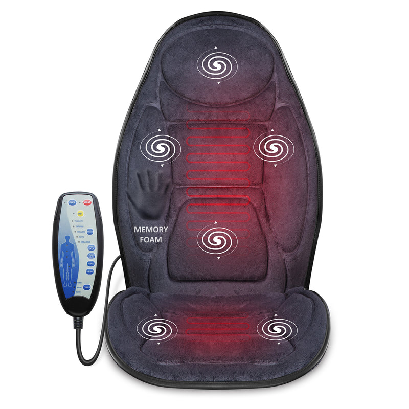 Snailax Memory Foam Vibration Massage Seat Cushion, Back Massage Pad with Heat -- 262MG