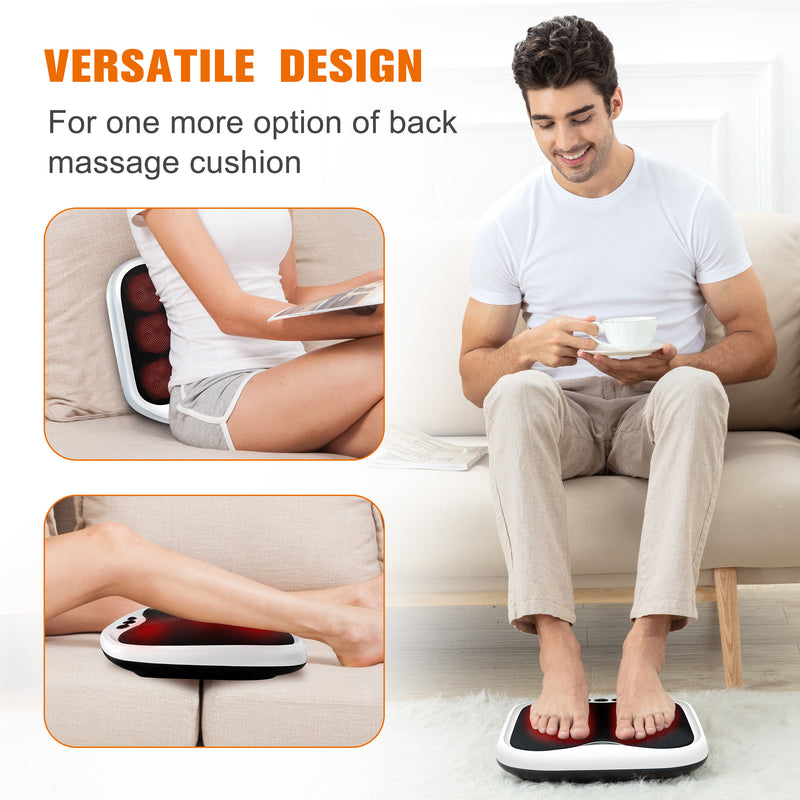 Snailax Shiatsu Foot Massager with Heat- Washable Cover Kneading Foot & Back Massager （White）- 593W