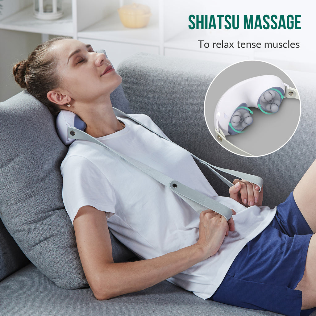 Snailax Cordless Neck Back Massager - Shiatsu Neck and Shoulder Massager with Heat (Khaki) - 632NC-K