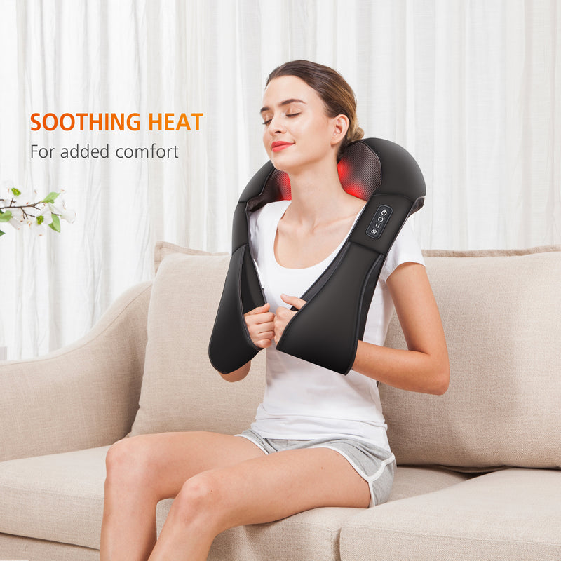 Neck Massager with Heat,Deep Kneading Back Massager,3D Massage for Back Neck  Shoulder Waist and Foot, Shiatsu Electric Neck Shoulder Back Massager,Use  at Home Office and Car, Christmas Gifts 