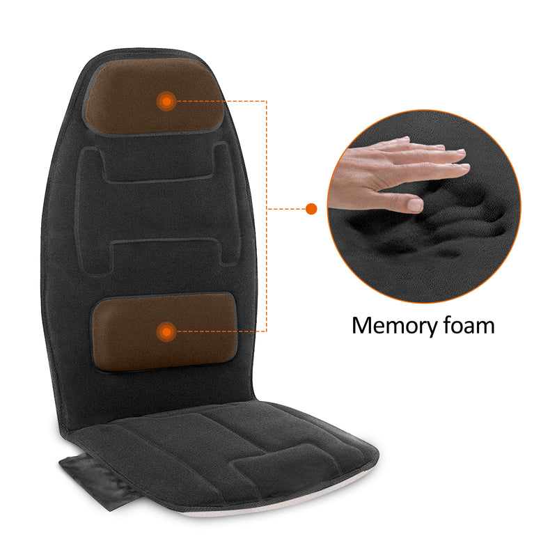 Massage Seat Cushion with Heat - Extra Memory Foam Support Pad in Neck and Lumbar-126B