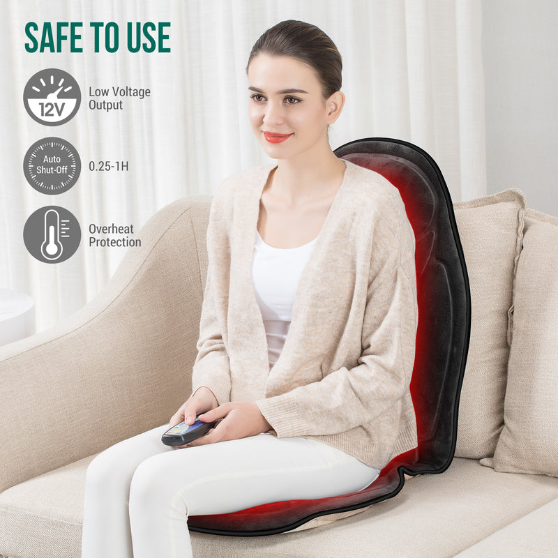 Memory Foam Massage Seat Cushion - Back Massager with Heat (Colored packaging) - SL-262M-2