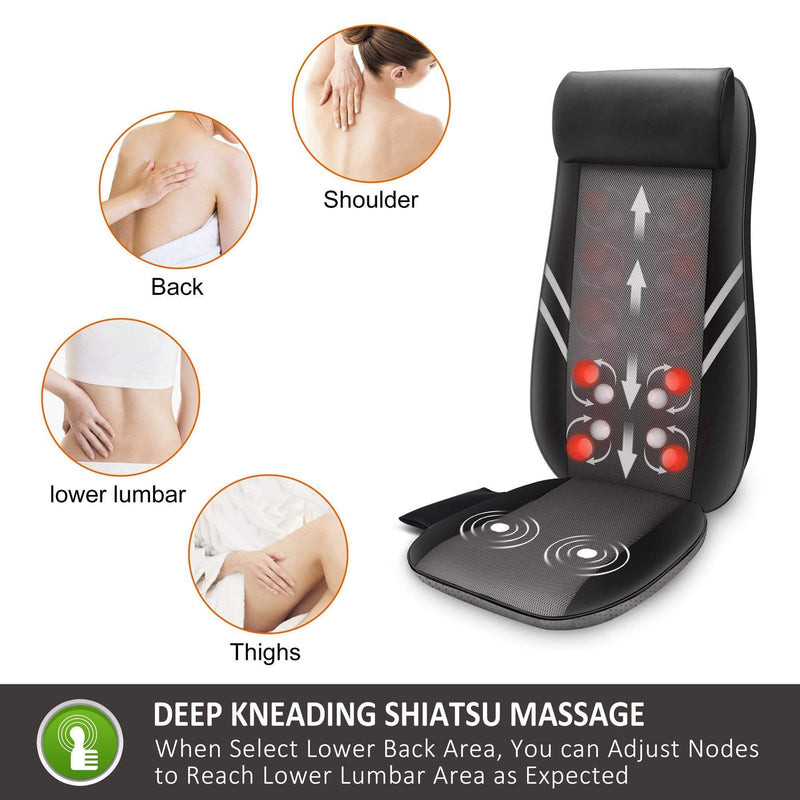 SNAILAX Back Massager Shiatsu 8 Node Chair Back Massager