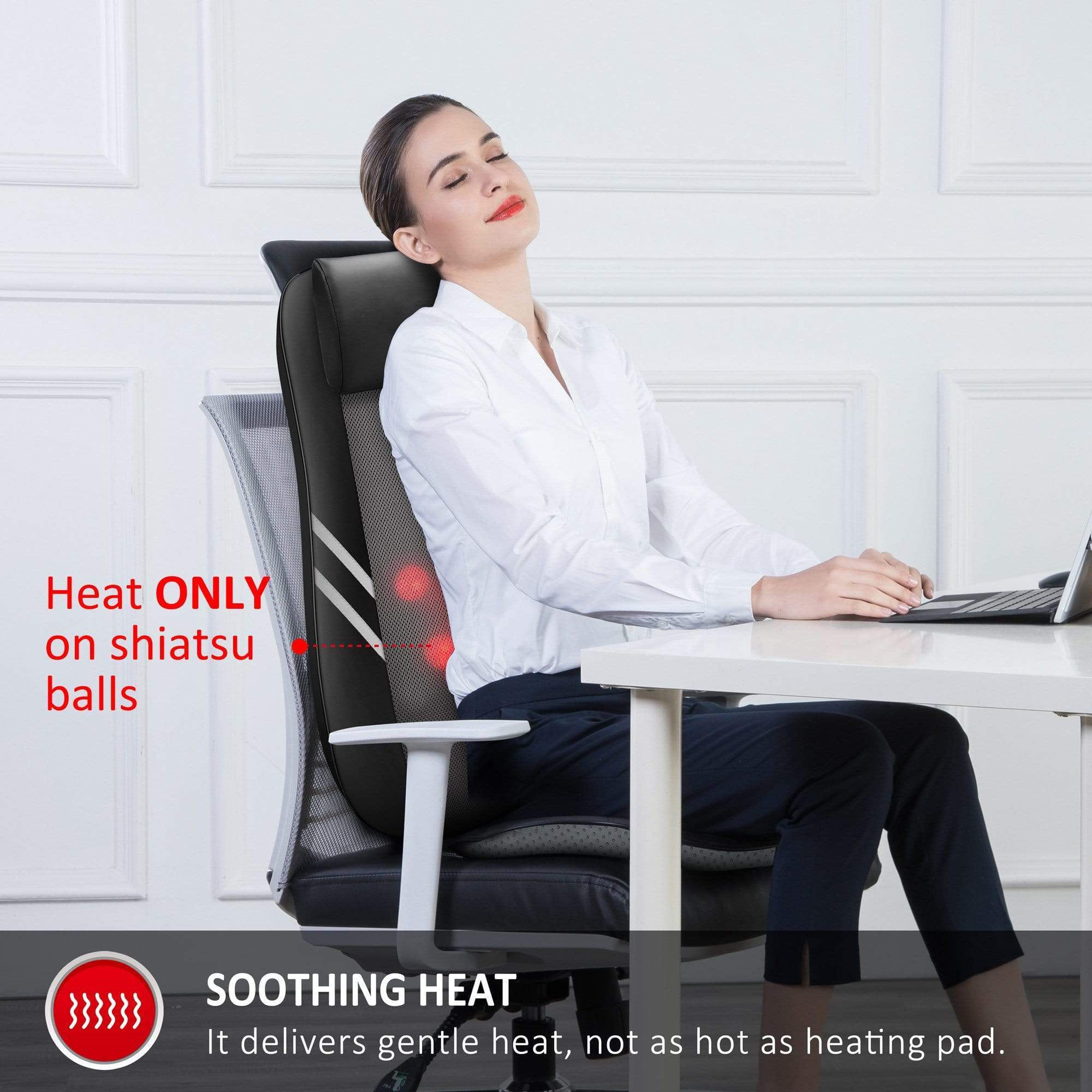 Shiatsu Back Massager with Heat & Vibration - Relieve Pain & Stress
