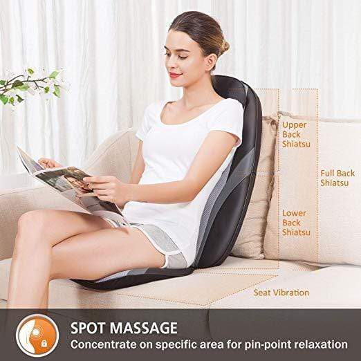 SNAILAX Back Massager Shiatsu Kneading Back Massager for Chair with Heat & Deep Kneading Gel Nodes - 256G