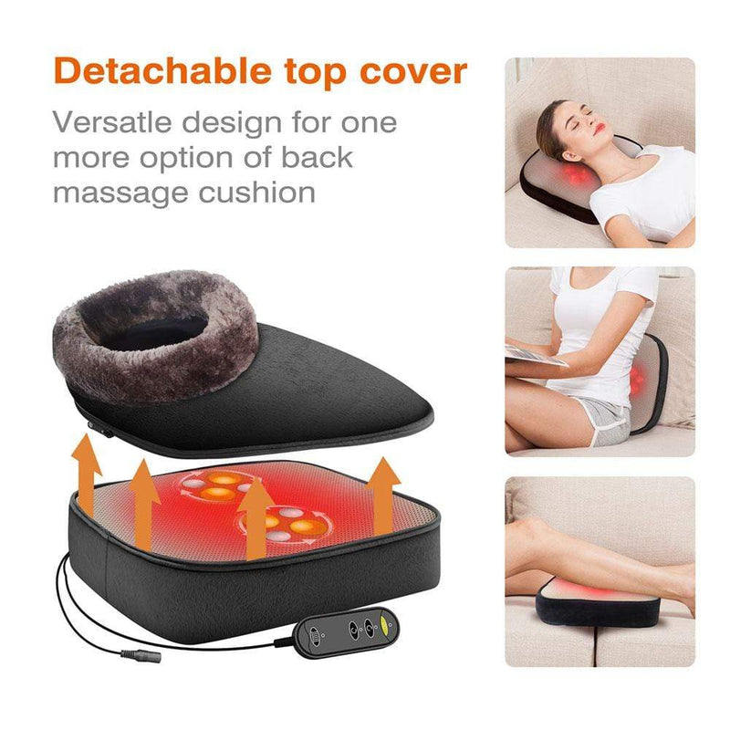 Sharper Image Shiatsu 4-Node Heated Seat Topper Massager - Gray, Fabric  Material, Total Body Massage, Multiple Heat Settings