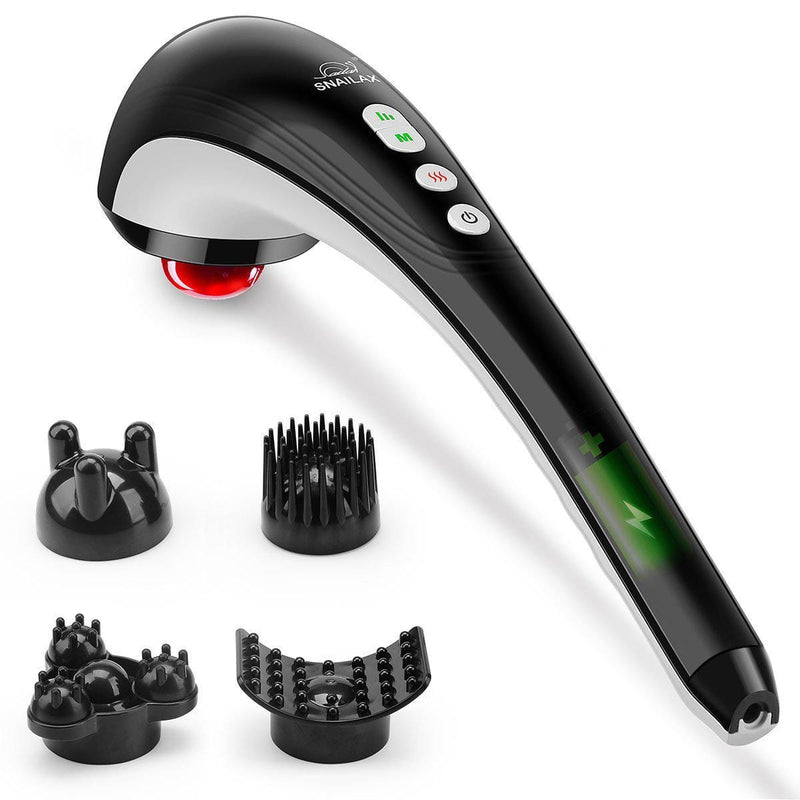 Cordless Handheld Back Massager - Rechargeable Percussion Massage with Heat, Deep Tissue for Neck Shoulder Waist