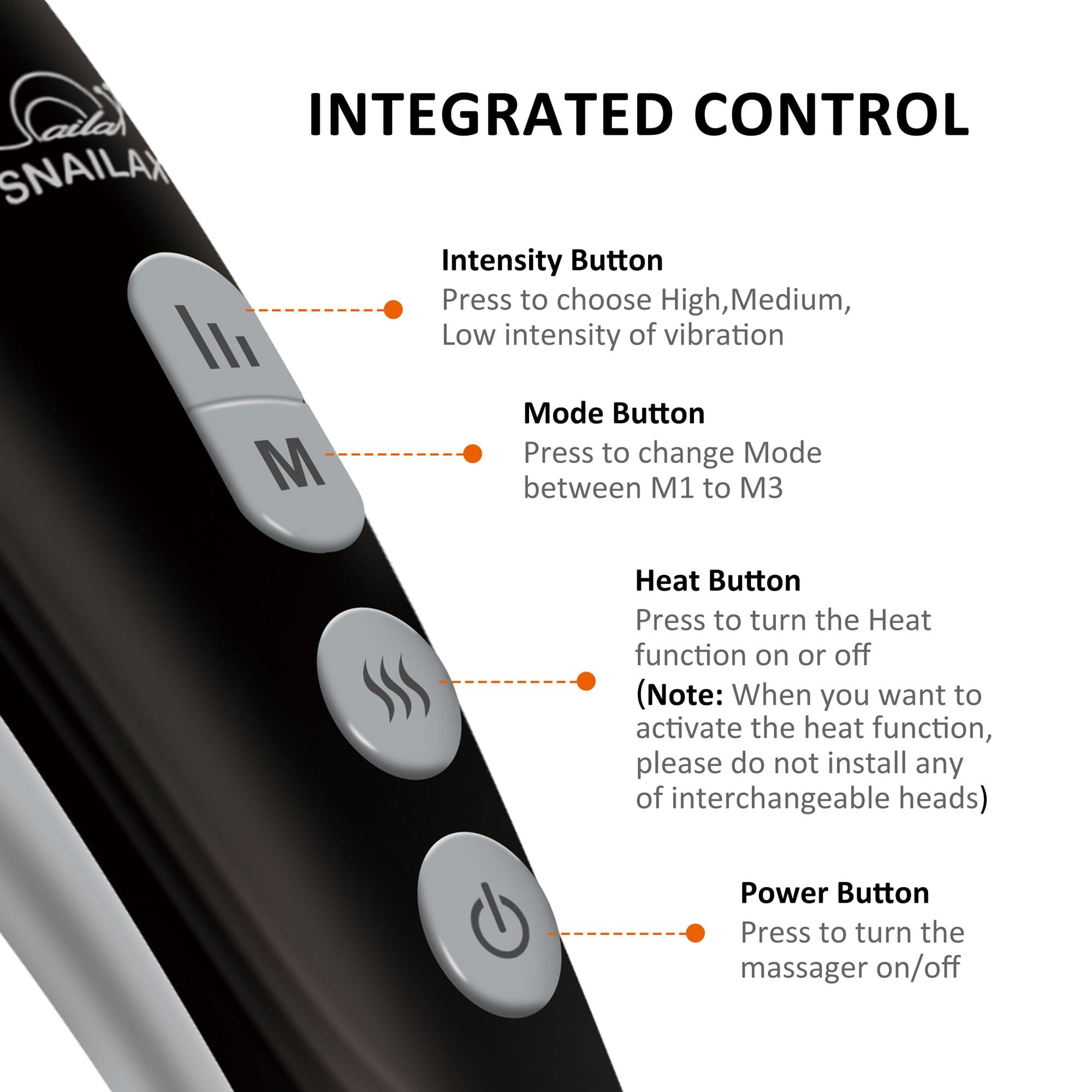 SNAILAX Handheld Cordless Back Massager with Handheld Percussion - 482