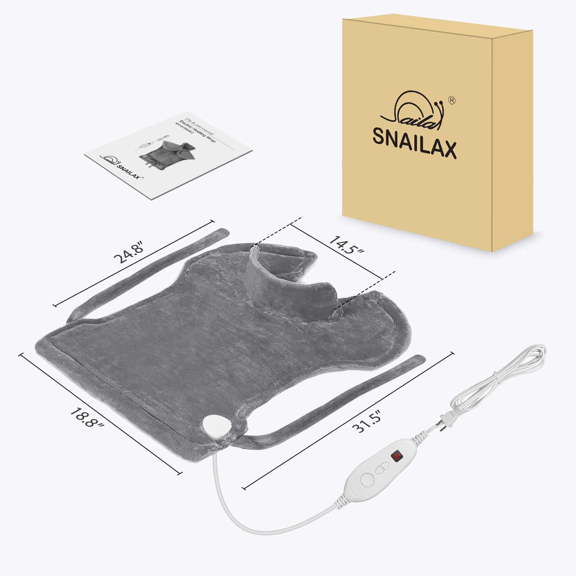 Snailax Massage Mat Heating Pad for Back Pain Relief, Snailax Electric Large Heating Pad for Neck and Shoulders - 019SHF