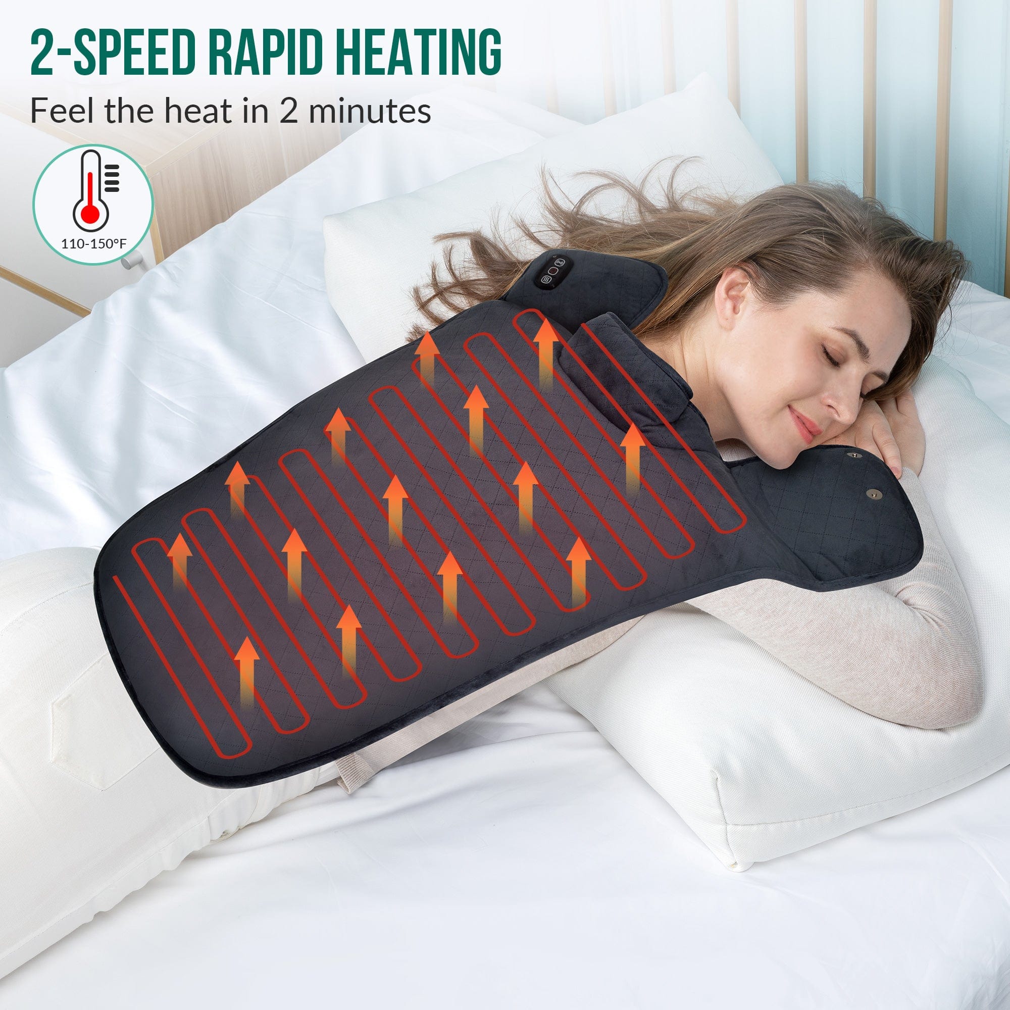 Snailax Massage Mat Snailax Heating Pad for Back Pain Relief, Large Heat Pads for Cramps, Neck and Shoulders - 661