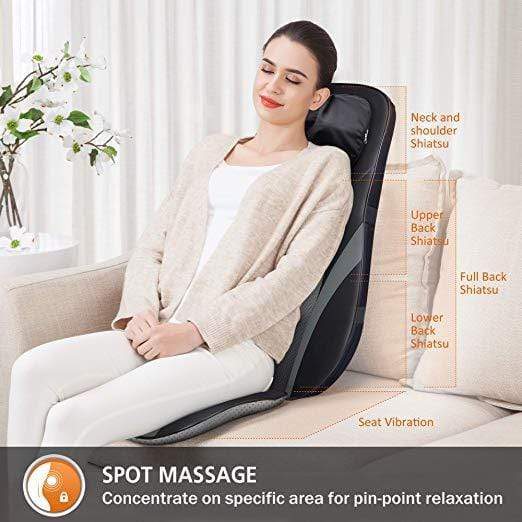 SNAILAX Neck & Back Massager Shiatsu Deep Kneading Back Massage Cushion