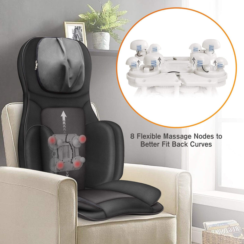 SNAILAX Neck & Back Massager Shiatsu Full Body Massage Chair with Heat & Kneading Air Compress