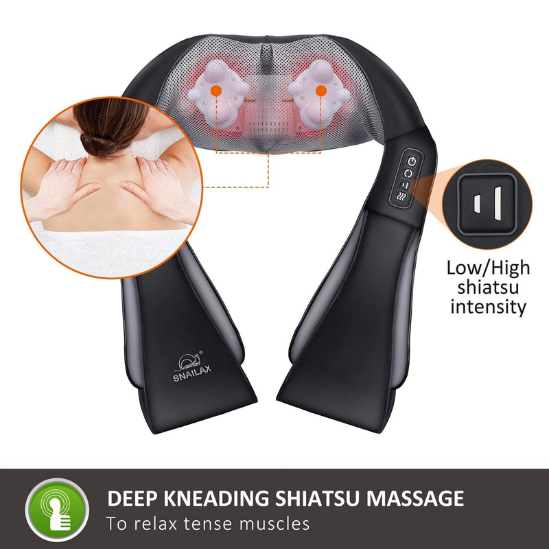SNAILAX Neck Massager Deep Kneading Shiatsu Neck & Shoulder Massager with 3D Roller - 632N