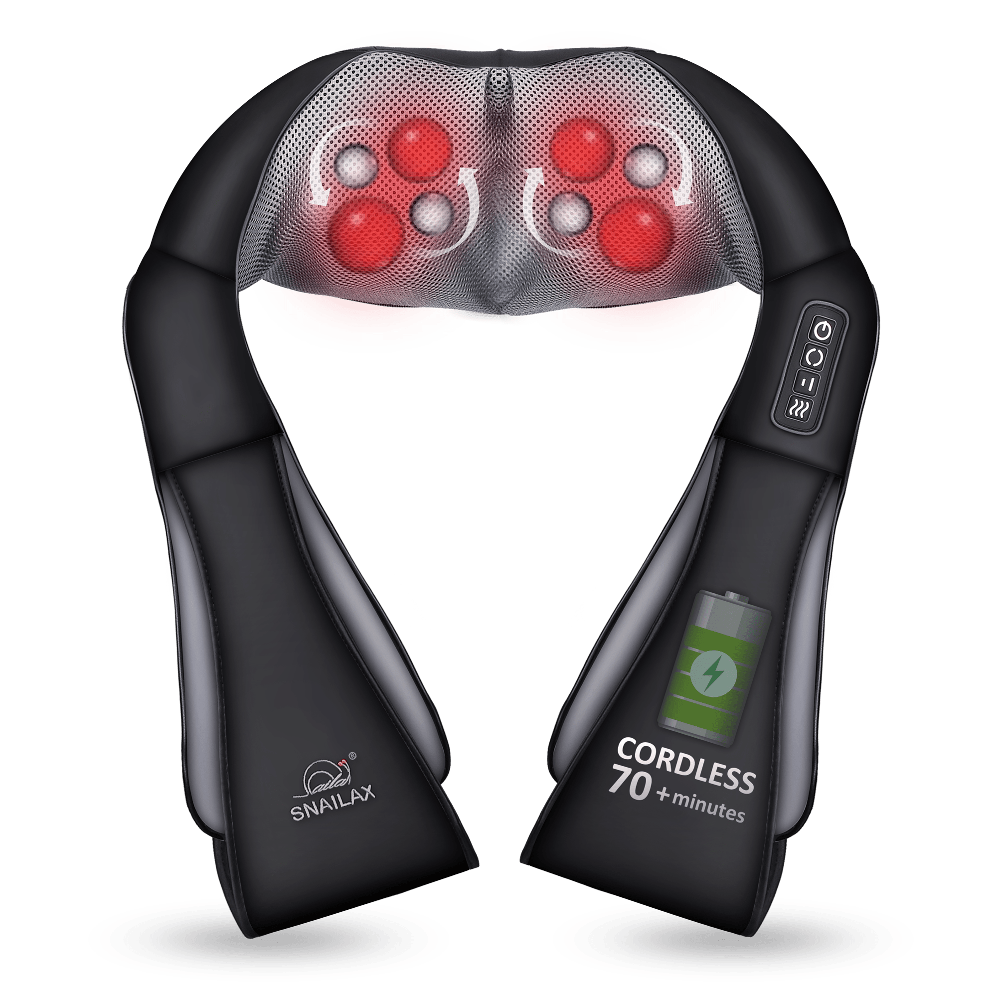 SNAILAX Neck Massager Portable & Cordless Shiatsu Neck Massager Pillow with Heat - 632NC