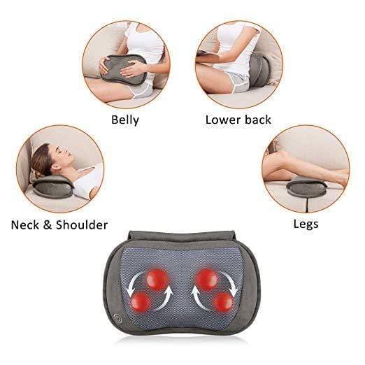 SNAILAX Neck Massager Shiatsu Heated Massage Pillow for Home, Car, Office - 619